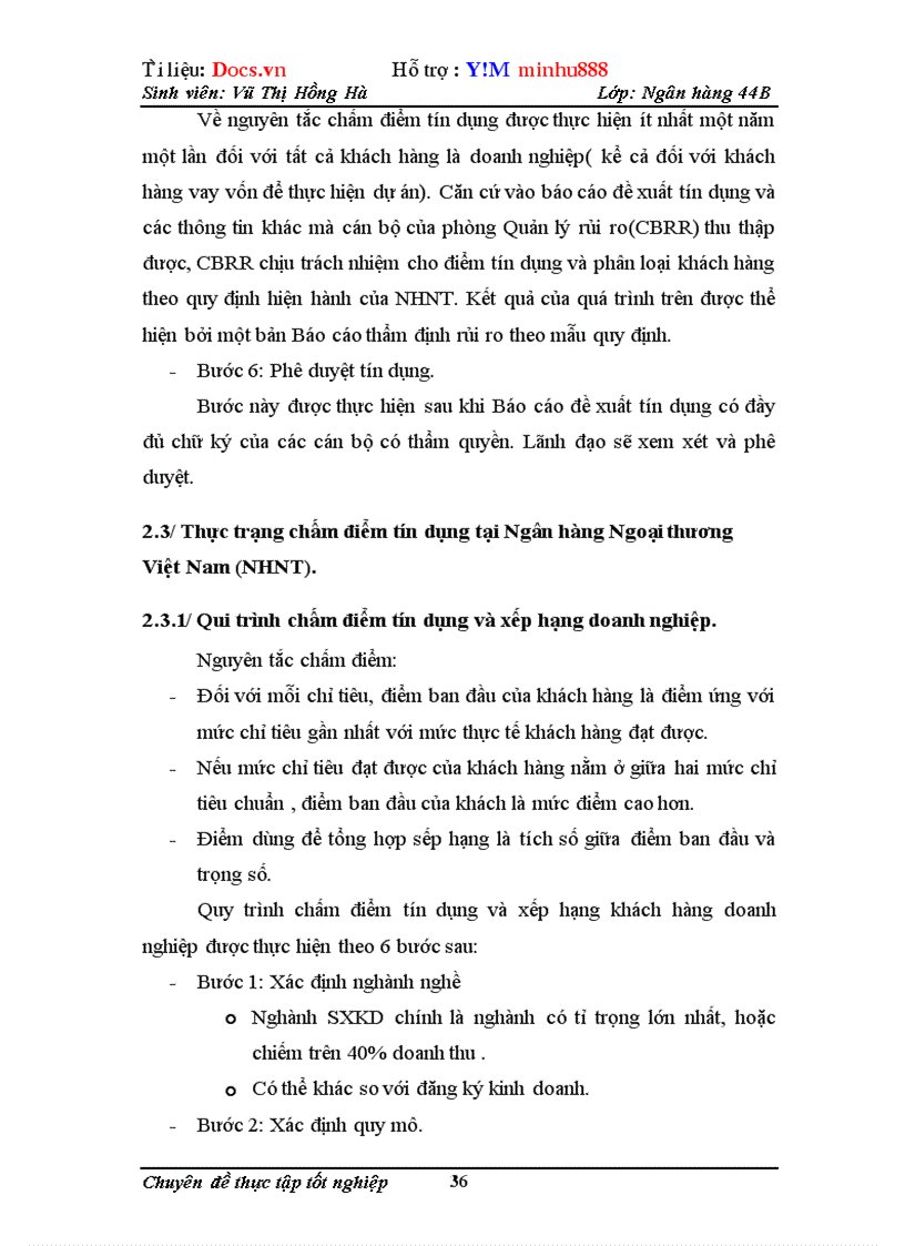 image for page Chấm điểm tín dụng các doanh nghiệp tại Ngân hàng ngoại thương Việt Nam