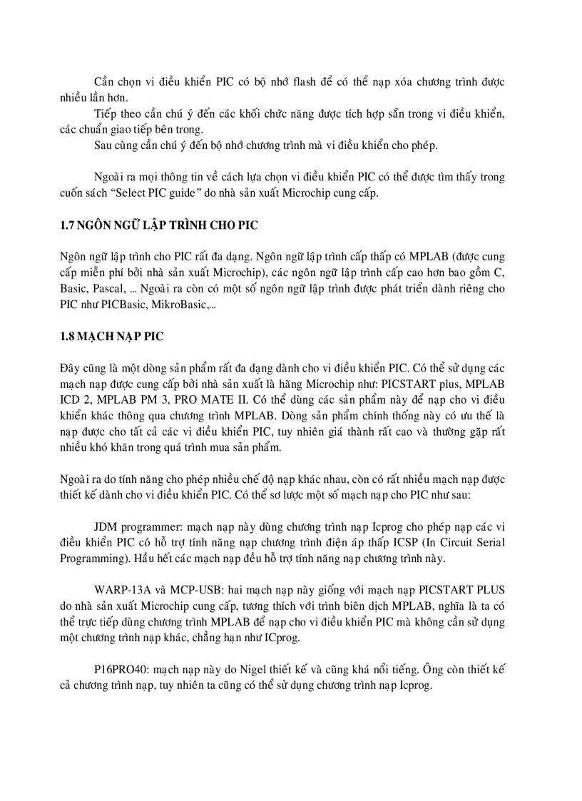 image for page Tổng quan về vi điều khiển pic