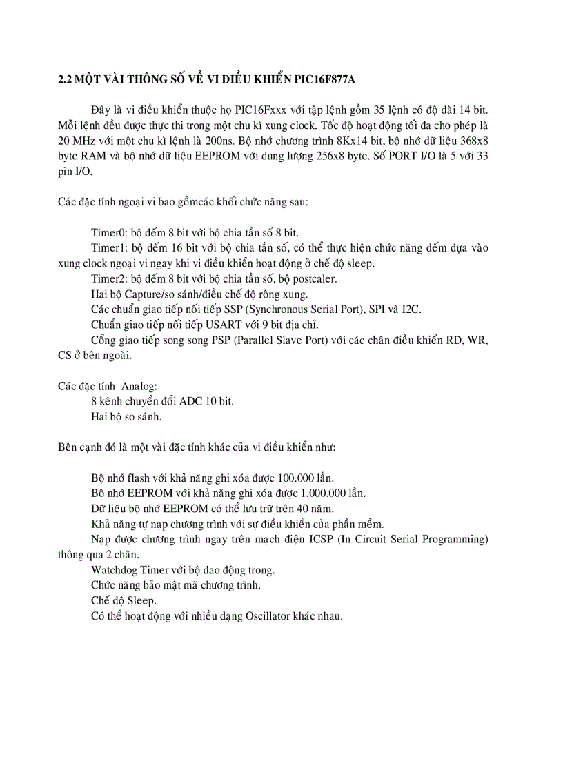 image for page Tổng quan về vi điều khiển pic