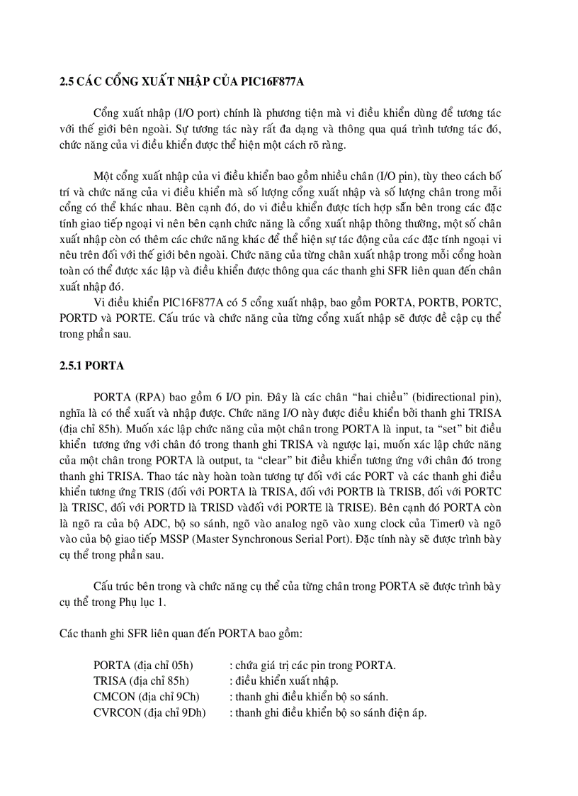 image for page Tổng quan về vi điều khiển pic