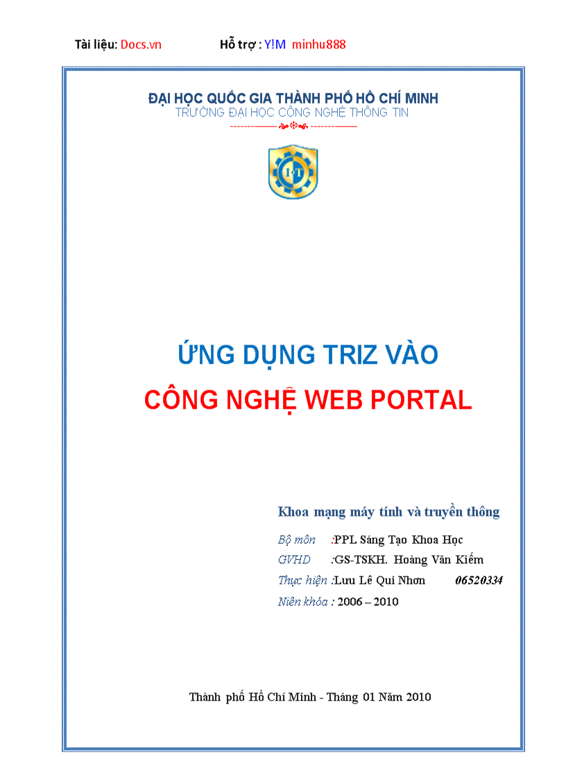 image for page Ứng dụng triz vào công nghệ web portal