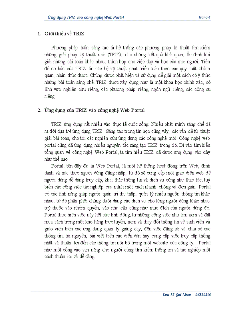 image for page Ứng dụng triz vào công nghệ web portal