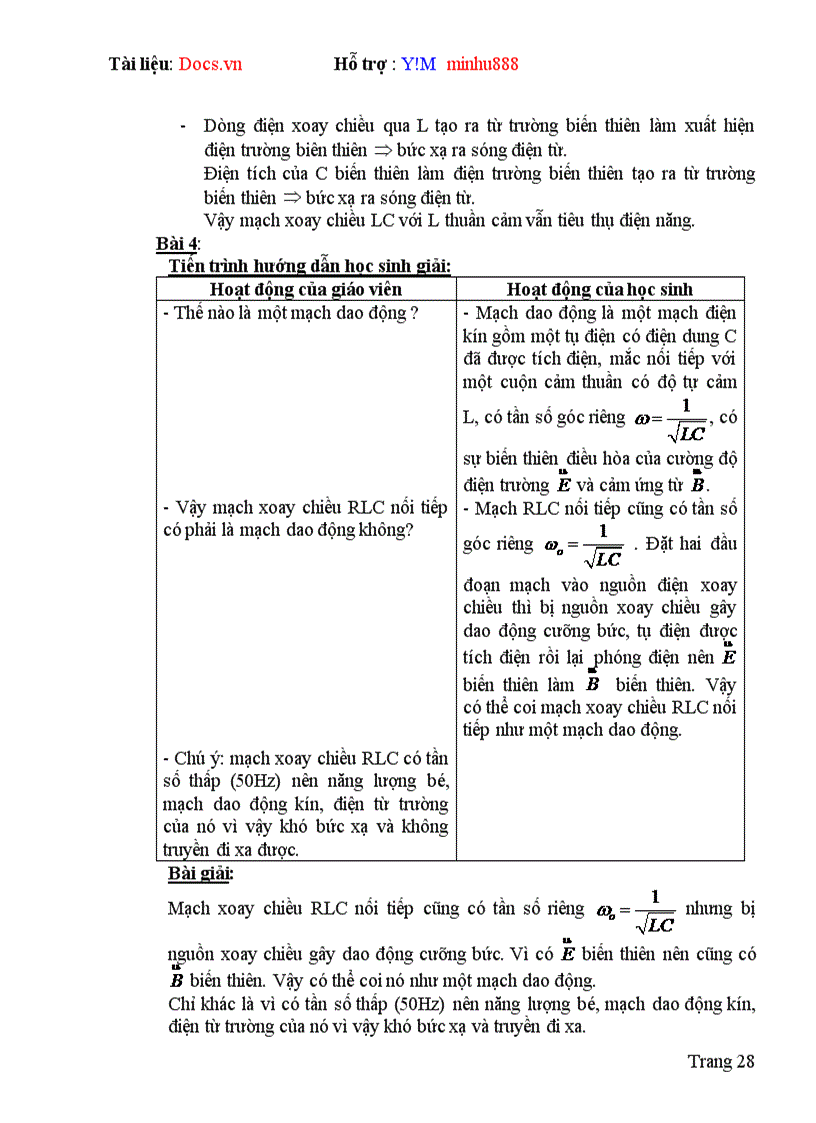 image for page Lựa chọn hệ thống bài tập hướng dẫn giải và giải bài tập vật lý Chương Dòng điện xoay chiều Lớp 12 Chương trình nâng cao