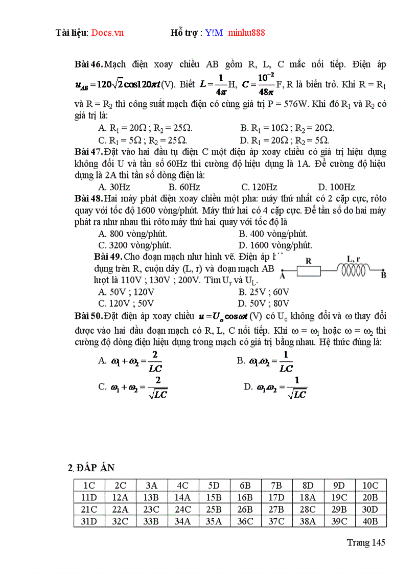 image for page Lựa chọn hệ thống bài tập hướng dẫn giải và giải bài tập vật lý Chương Dòng điện xoay chiều Lớp 12 Chương trình nâng cao
