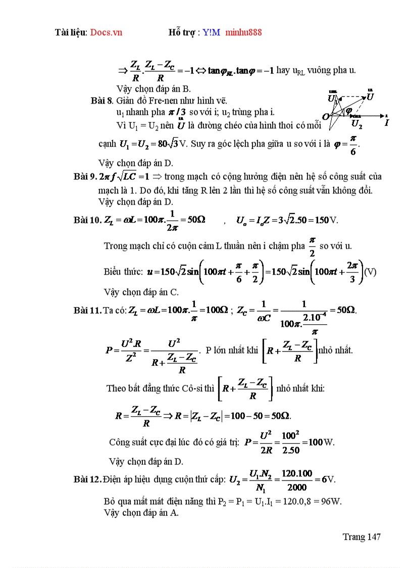 image for page Lựa chọn hệ thống bài tập hướng dẫn giải và giải bài tập vật lý Chương Dòng điện xoay chiều Lớp 12 Chương trình nâng cao