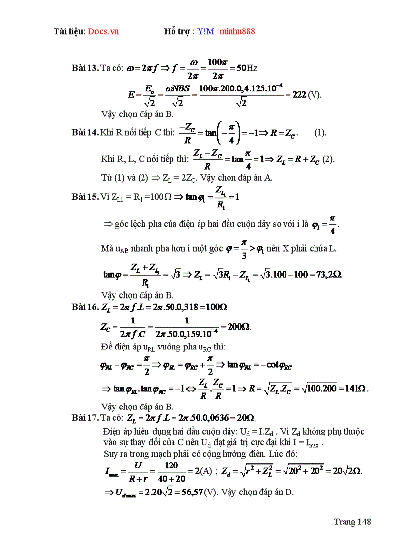 image for page Lựa chọn hệ thống bài tập hướng dẫn giải và giải bài tập vật lý Chương Dòng điện xoay chiều Lớp 12 Chương trình nâng cao