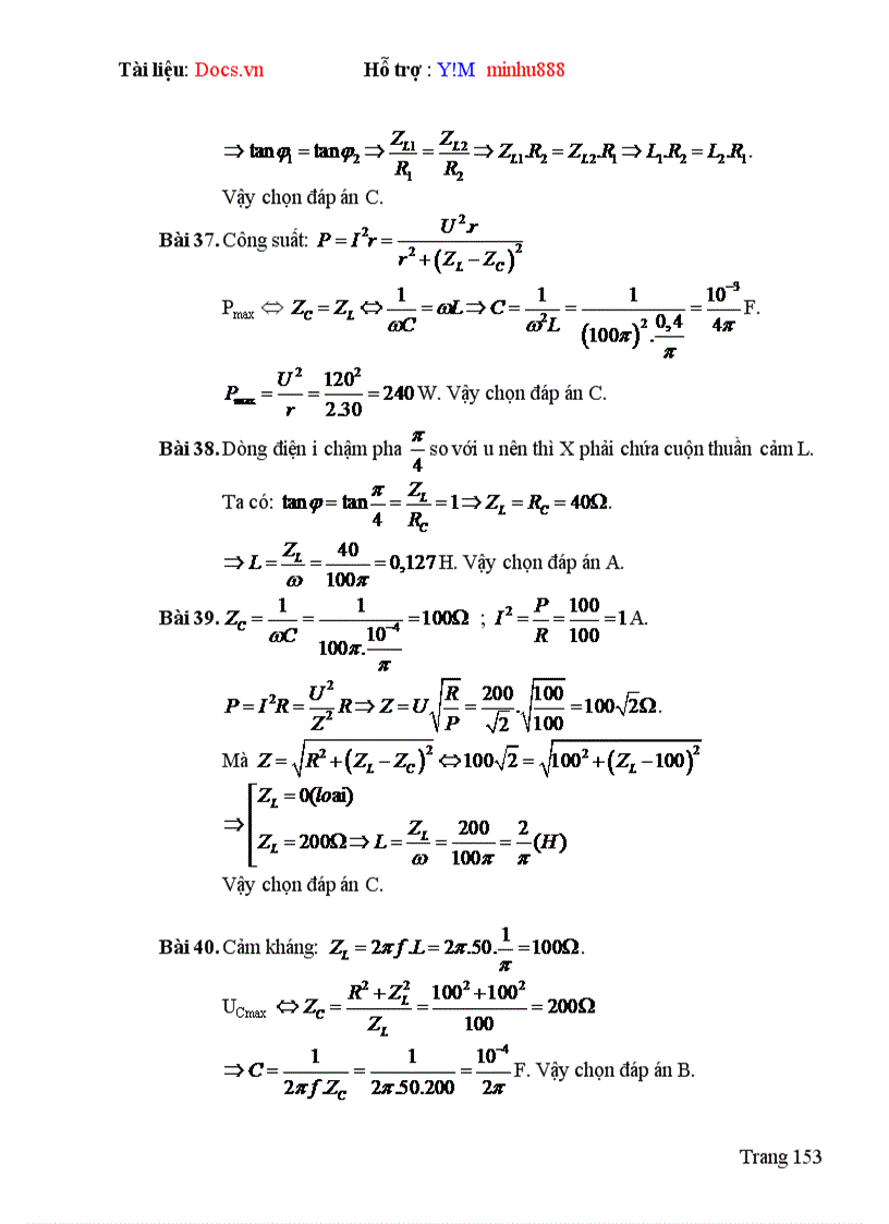 image for page Lựa chọn hệ thống bài tập hướng dẫn giải và giải bài tập vật lý Chương Dòng điện xoay chiều Lớp 12 Chương trình nâng cao