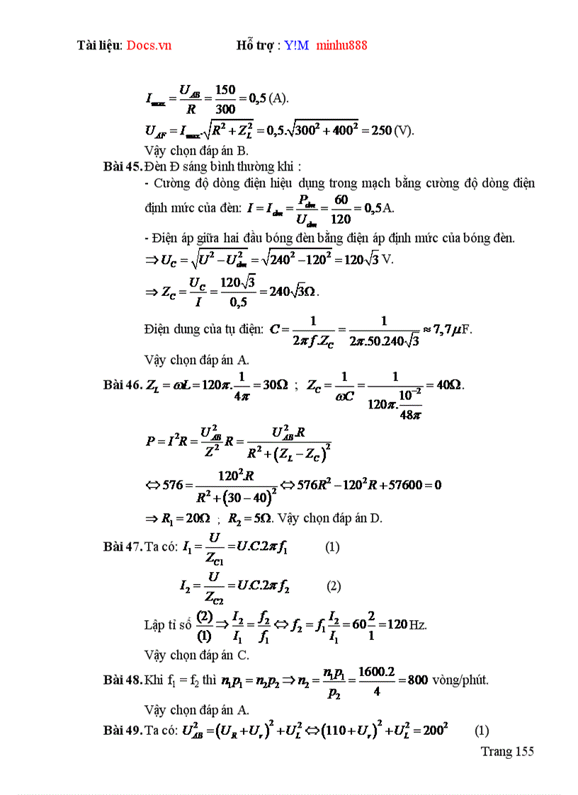 image for page Lựa chọn hệ thống bài tập hướng dẫn giải và giải bài tập vật lý Chương Dòng điện xoay chiều Lớp 12 Chương trình nâng cao
