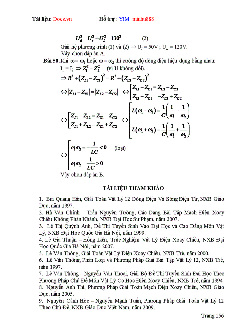 image for page Lựa chọn hệ thống bài tập hướng dẫn giải và giải bài tập vật lý Chương Dòng điện xoay chiều Lớp 12 Chương trình nâng cao
