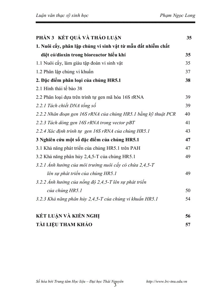 image for page Nghiên cứu khả năng phân hủy 2 4 5 t và đặc điểm phân loại của chủng vi khuẩn phân lập từ các bioreactor xử lý đất nhiễm chất diệt cỏ dioxin