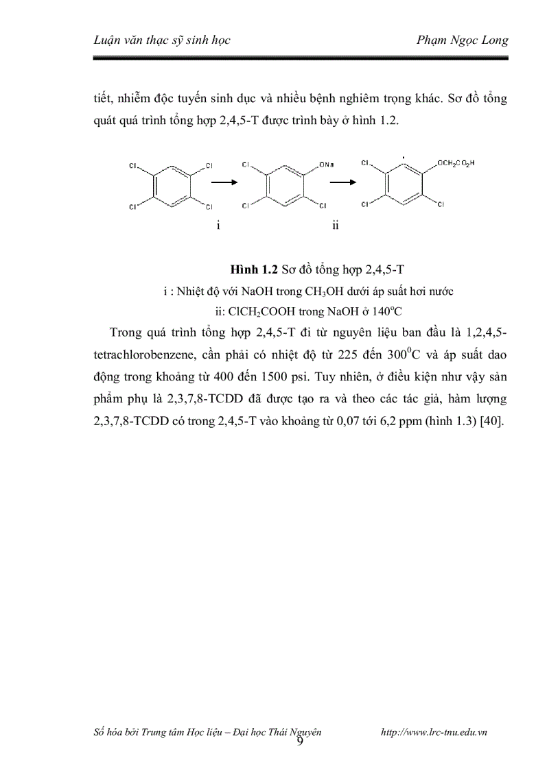 image for page Nghiên cứu khả năng phân hủy 2 4 5 t và đặc điểm phân loại của chủng vi khuẩn phân lập từ các bioreactor xử lý đất nhiễm chất diệt cỏ dioxin
