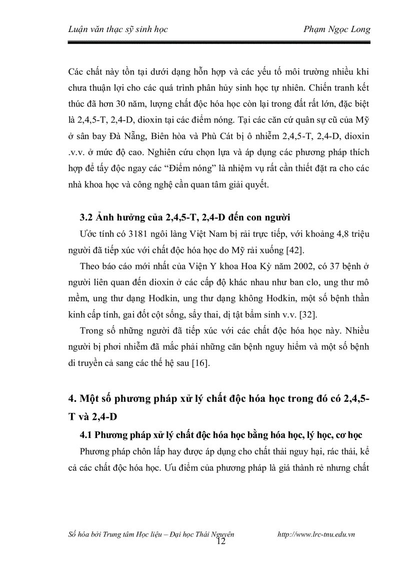 image for page Nghiên cứu khả năng phân hủy 2 4 5 t và đặc điểm phân loại của chủng vi khuẩn phân lập từ các bioreactor xử lý đất nhiễm chất diệt cỏ dioxin