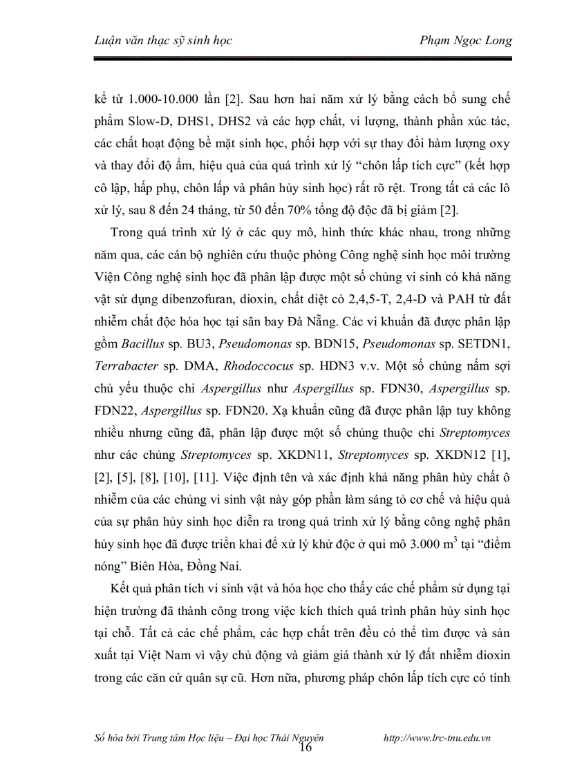 image for page Nghiên cứu khả năng phân hủy 2 4 5 t và đặc điểm phân loại của chủng vi khuẩn phân lập từ các bioreactor xử lý đất nhiễm chất diệt cỏ dioxin