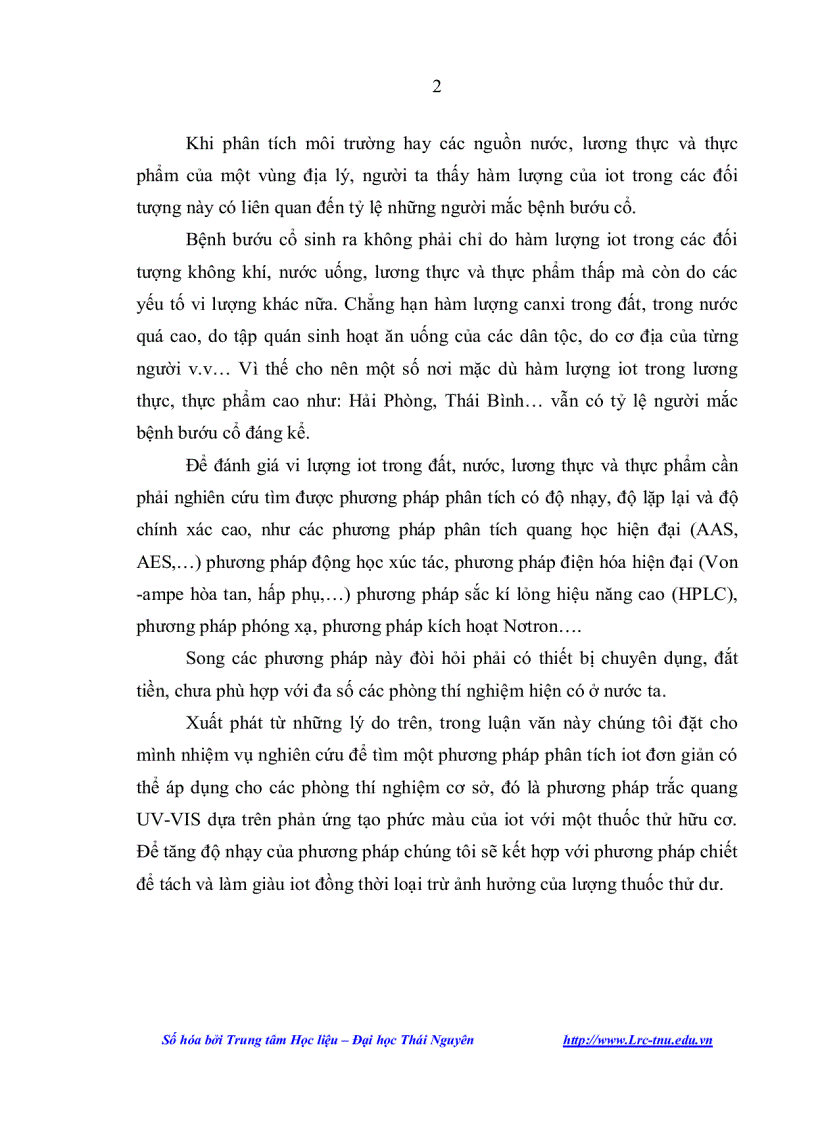 image for page Nghiên cứu phương pháp phân tích vi lượng iot trong các đối tượng môi trường