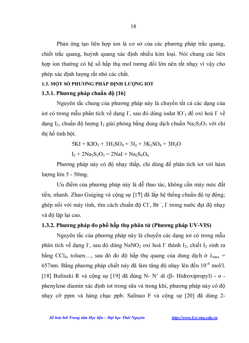 image for page Nghiên cứu phương pháp phân tích vi lượng iot trong các đối tượng môi trường