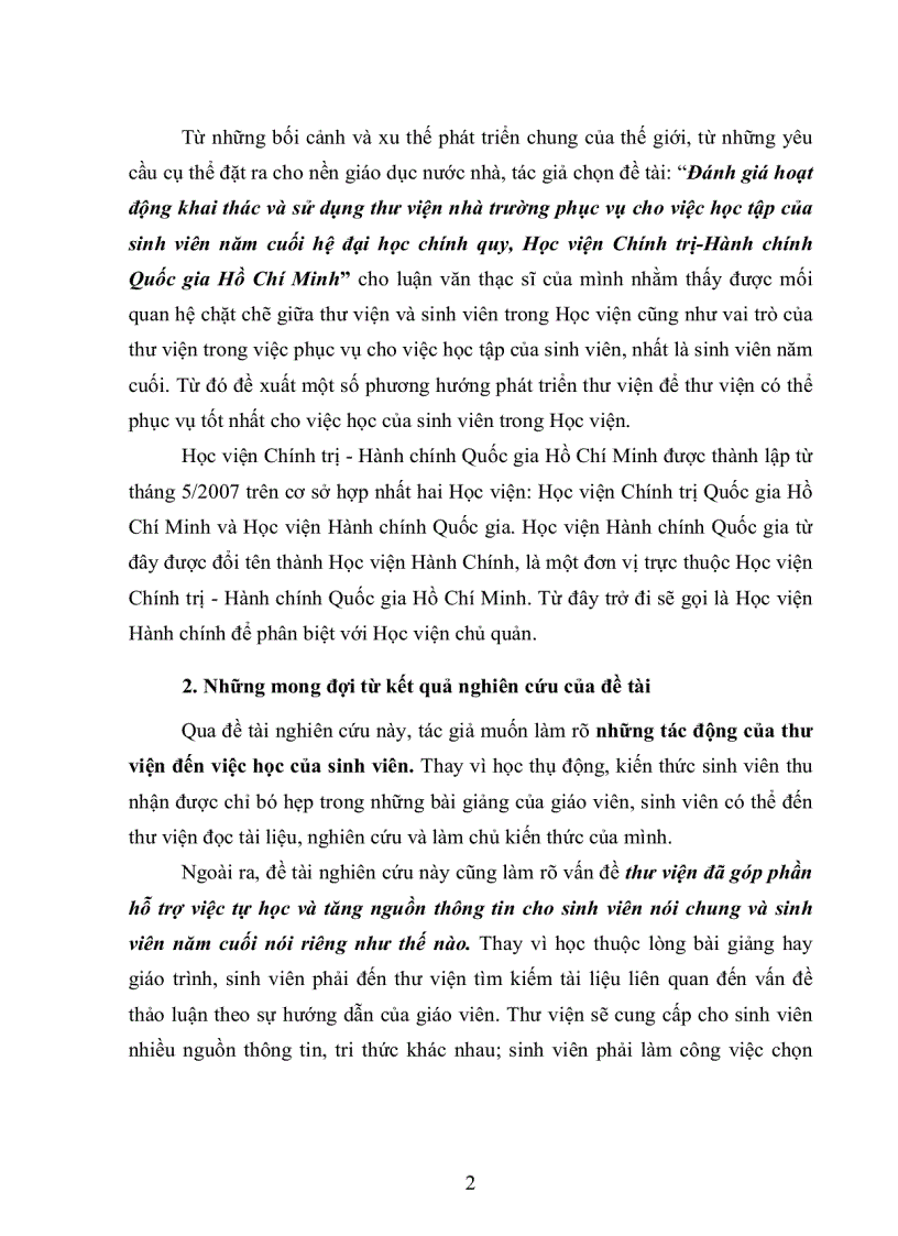 image for page Đánh giá hoạt động khai thác và sử dụng thư viện nhà trường phục vụ cho việc học tập của sinh viên năm cuối hệ đại học chính quy học viện chính trị h