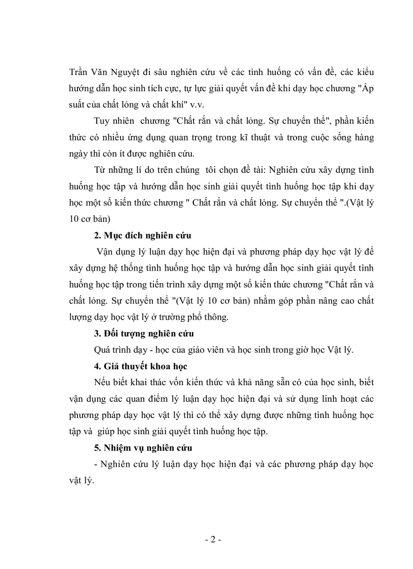 image for page Nghiên cứu xây dựng tình huống học tập và hướng dẫn học sinh giải quyết tình huống học tập khi dạy học về chương chất rắn và chất lỏng Sự chuyển thể