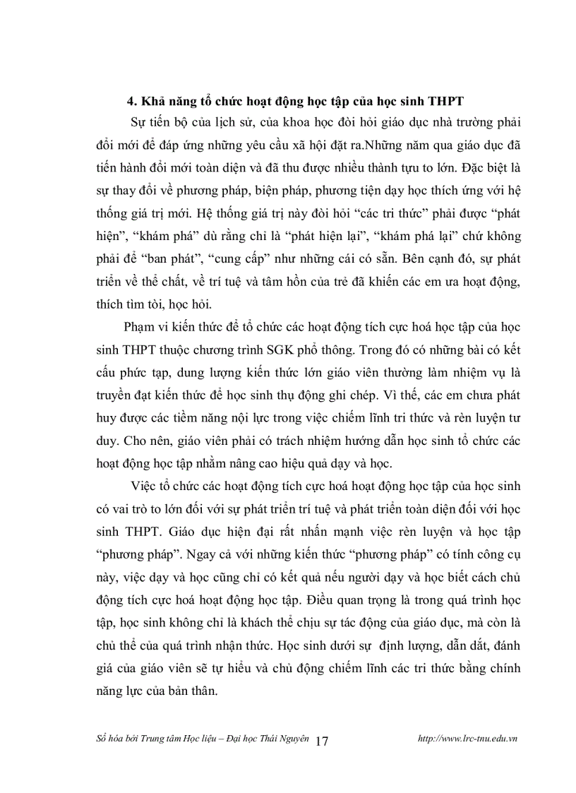 image for page Những biện pháp tích cực hoá hoạt động của học sinh trung học phổ thông trong giờ văn học sử