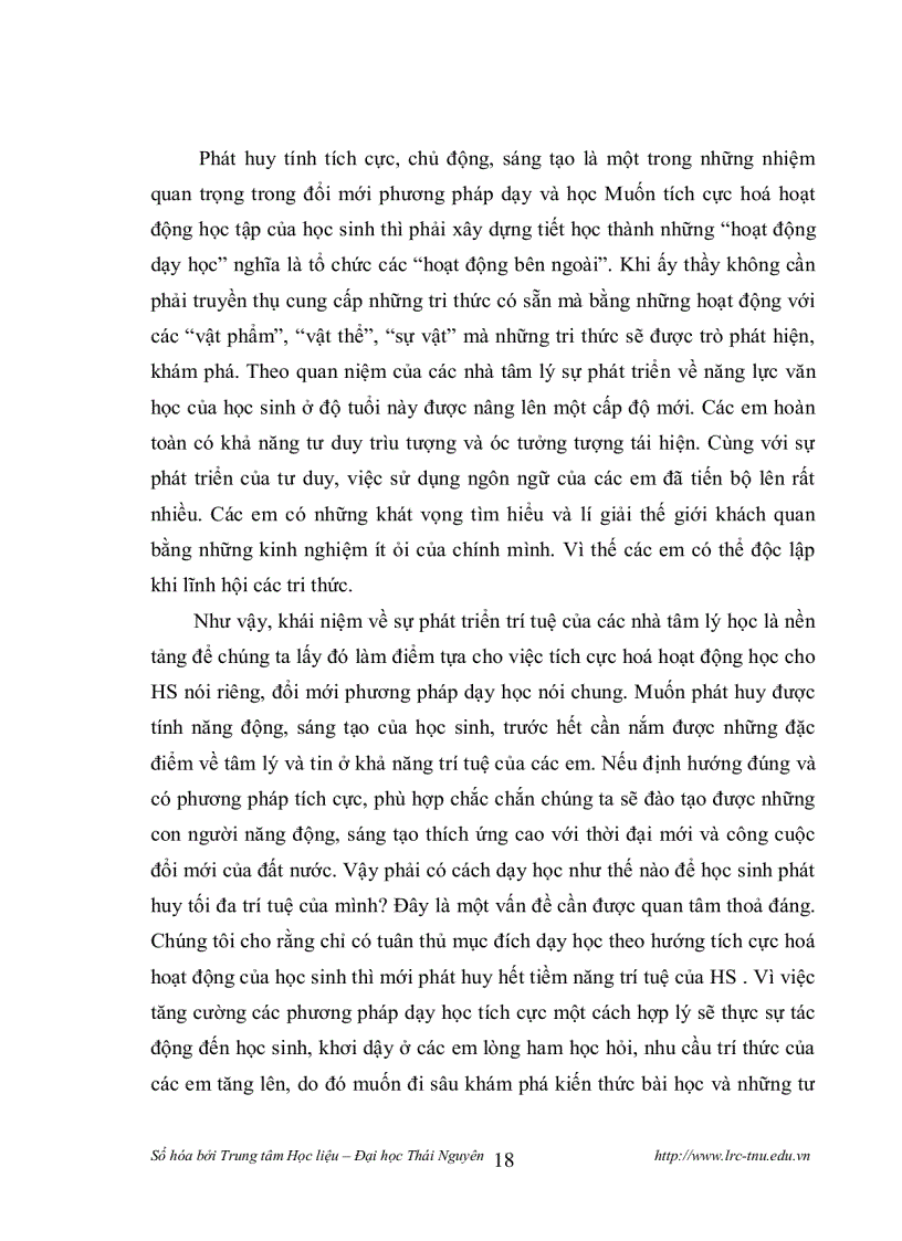 image for page Những biện pháp tích cực hoá hoạt động của học sinh trung học phổ thông trong giờ văn học sử