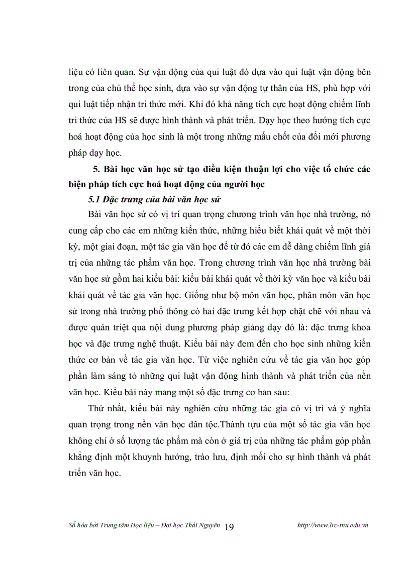 image for page Những biện pháp tích cực hoá hoạt động của học sinh trung học phổ thông trong giờ văn học sử
