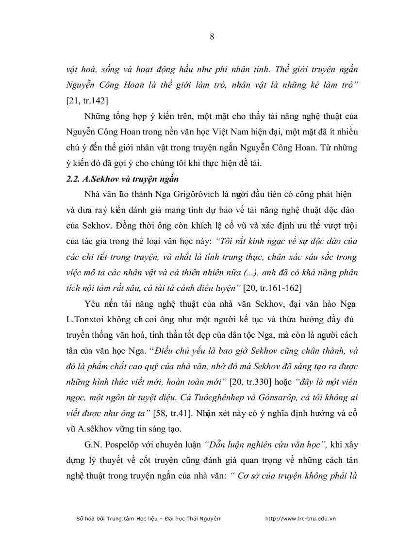 image for page Phân tích Hệ thống nhân vật trong truyện ngắn Nguyễn Công Hoan và Sekhov