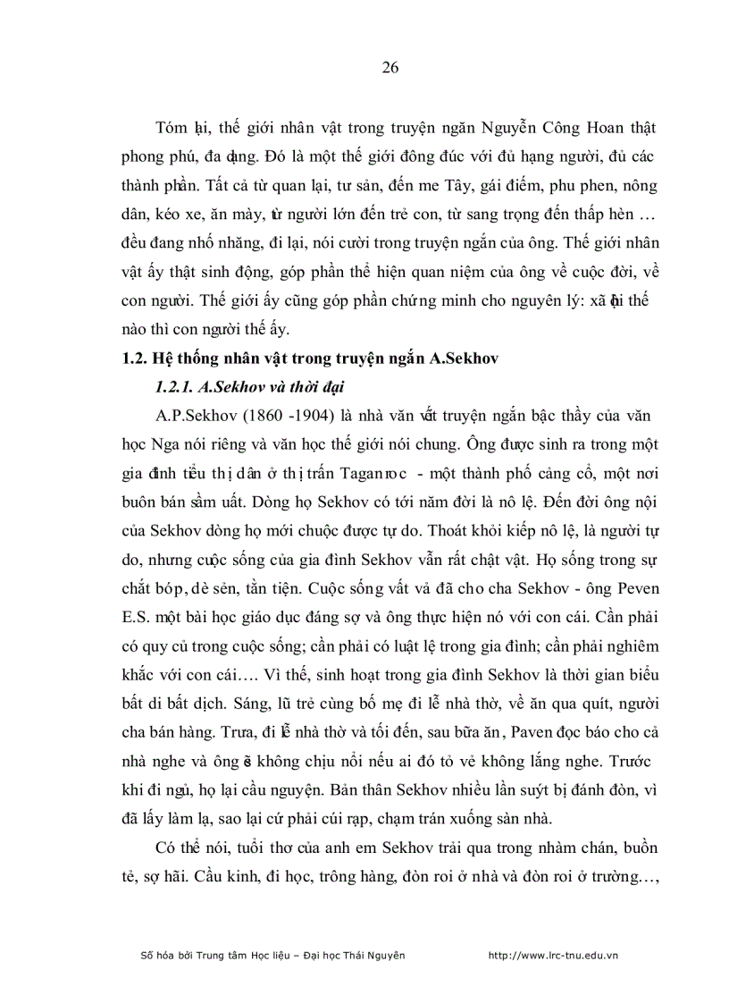 image for page Phân tích Hệ thống nhân vật trong truyện ngắn Nguyễn Công Hoan và Sekhov