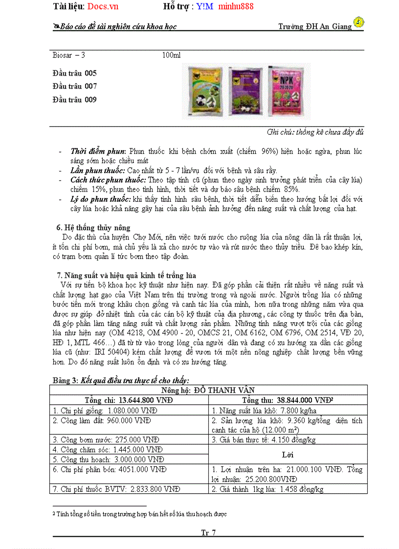 image for page Điều tra quá trình canh tác lúa đông xuân 2009 2010 tại Mỹ hội đông chợ Mới An Giang