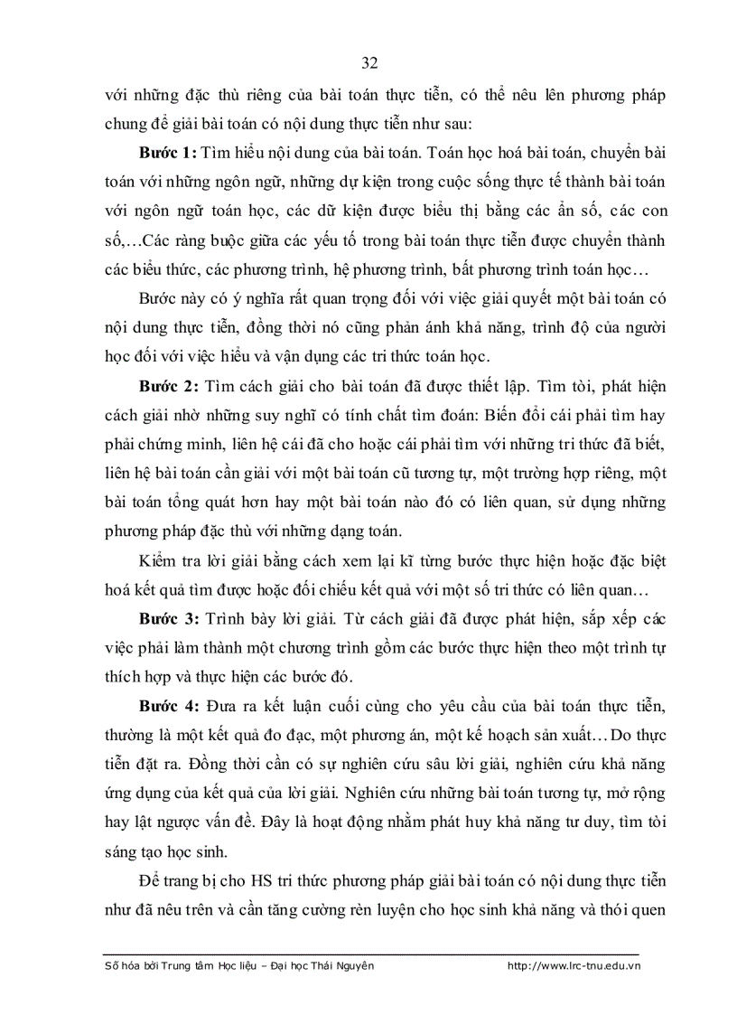 image for page Tăng cường vận dụng các bài toán có nội dung thực tiễn vào dạy môn toán đại số nâng cao 10 thpt