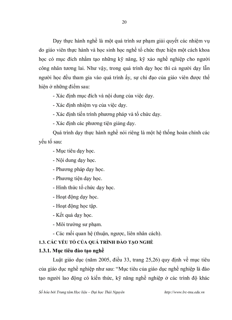 image for page Quản lí dạy học trong quá trình đào tạo nghề trường trung cấp nghề cơ khí i hà nội