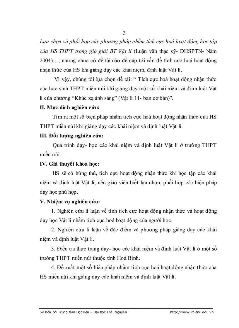 image for page Tích cực hoá hoạt động nhận thức của học sinh thpt miền núi khi giảng dạy một số khái niệm và định luật vật lí của chương khúc xạ ánh sáng vật lí