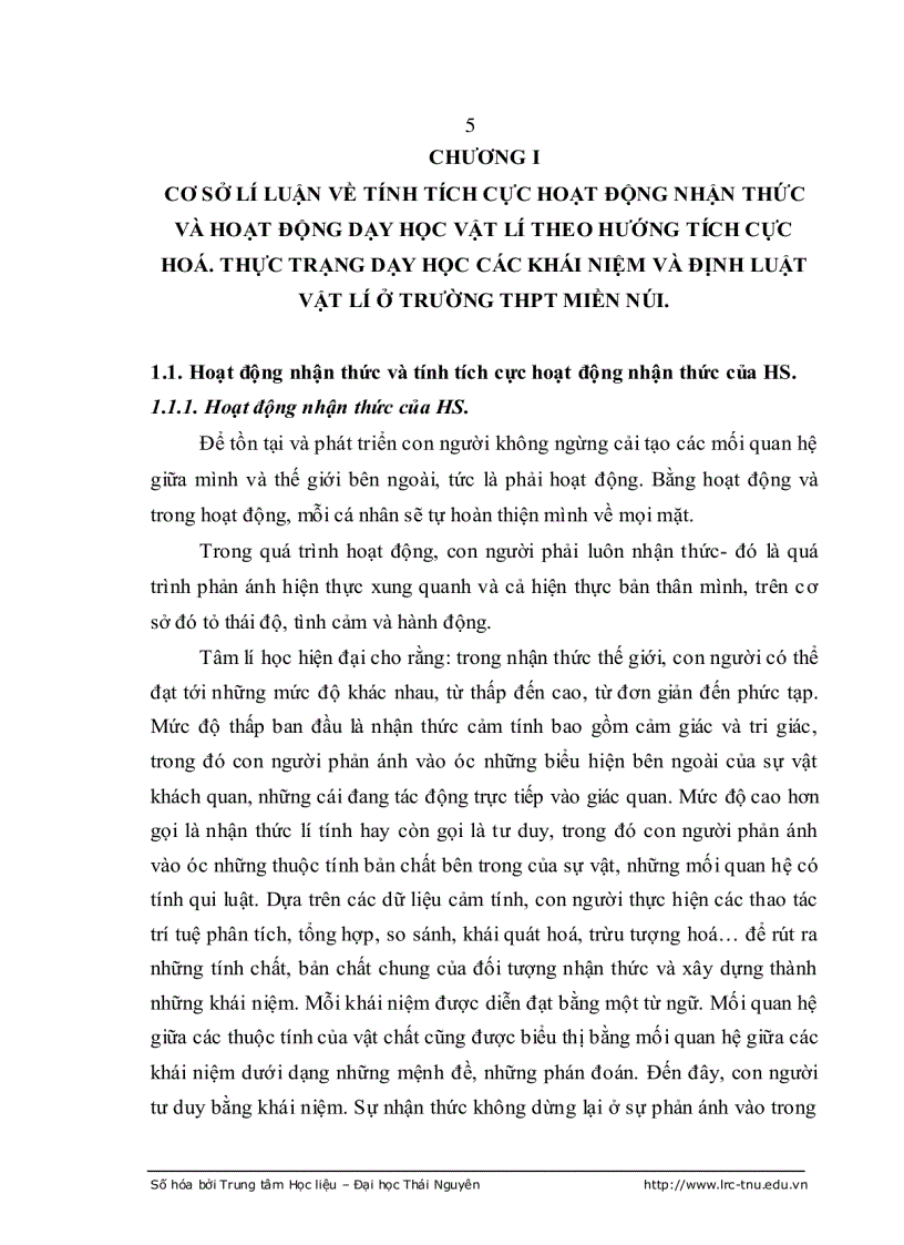 image for page Tích cực hoá hoạt động nhận thức của học sinh thpt miền núi khi giảng dạy một số khái niệm và định luật vật lí của chương khúc xạ ánh sáng vật lí