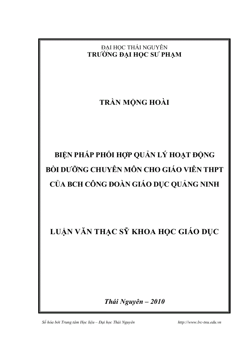 image for page Biện pháp phối hợp quản lý hoạt động bồi dưỡng chuyên môn cho giáo viên thpt của bch công đoàn giáo dục quảng ninh