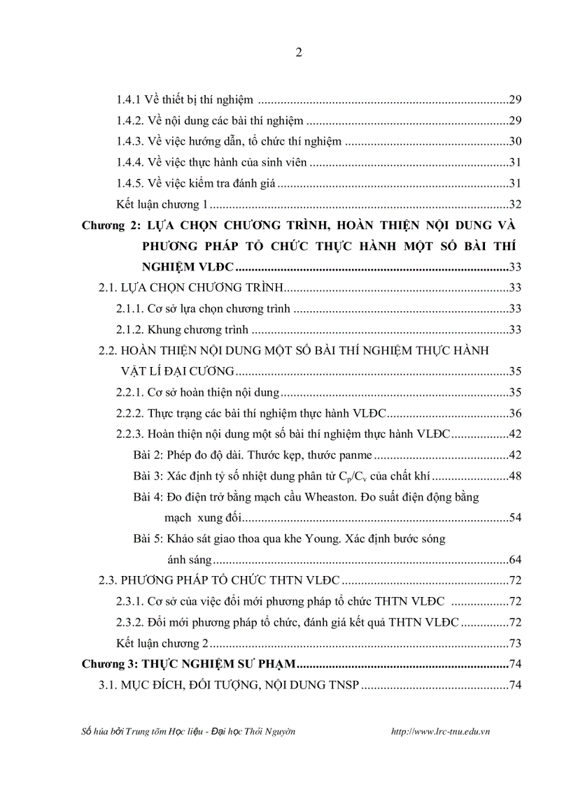 image for page Nghiên cứu lựa chọn chương trình hoàn thiện nội dung và phương pháp tổ chức thực hành một số bài thí nghiệm vật lí đại cương nhằm nâng cao chất lượng