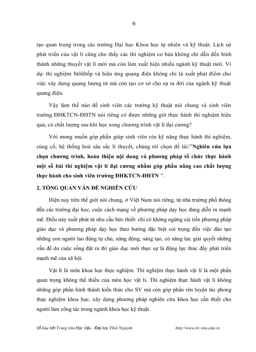 image for page Nghiên cứu lựa chọn chương trình hoàn thiện nội dung và phương pháp tổ chức thực hành một số bài thí nghiệm vật lí đại cương nhằm nâng cao chất lượng