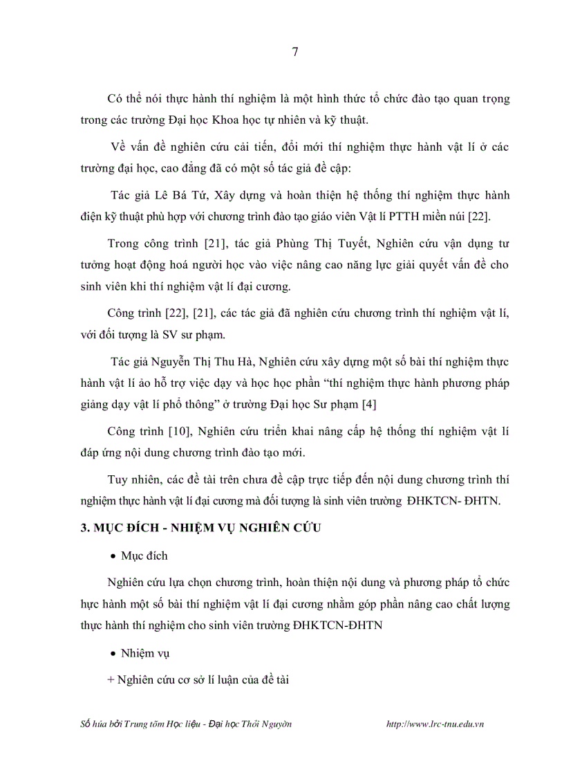 image for page Nghiên cứu lựa chọn chương trình hoàn thiện nội dung và phương pháp tổ chức thực hành một số bài thí nghiệm vật lí đại cương nhằm nâng cao chất lượng