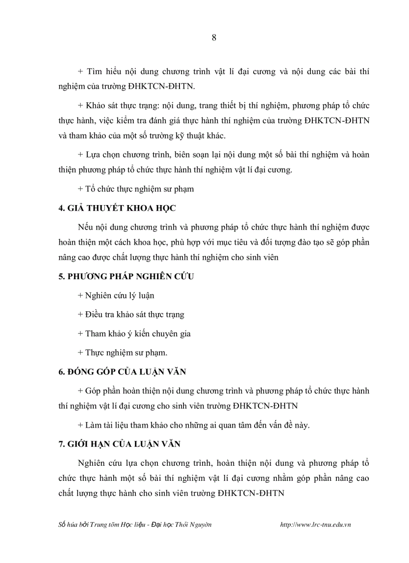 image for page Nghiên cứu lựa chọn chương trình hoàn thiện nội dung và phương pháp tổ chức thực hành một số bài thí nghiệm vật lí đại cương nhằm nâng cao chất lượng