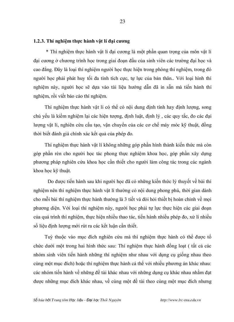 image for page Nghiên cứu lựa chọn chương trình hoàn thiện nội dung và phương pháp tổ chức thực hành một số bài thí nghiệm vật lí đại cương nhằm nâng cao chất lượng