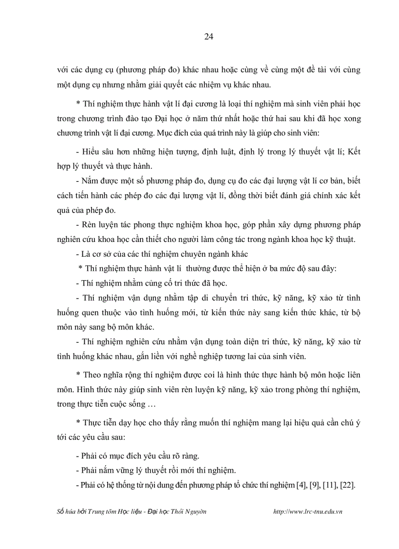 image for page Nghiên cứu lựa chọn chương trình hoàn thiện nội dung và phương pháp tổ chức thực hành một số bài thí nghiệm vật lí đại cương nhằm nâng cao chất lượng