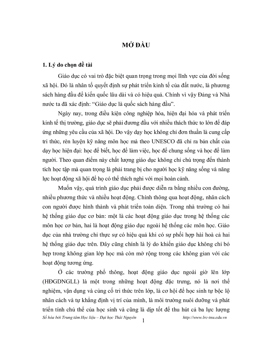 image for page Thực hiện chương trình hoạt động giáo dục ngoài giờ lên lớp ở trường thcs tỉnh tuyên quang