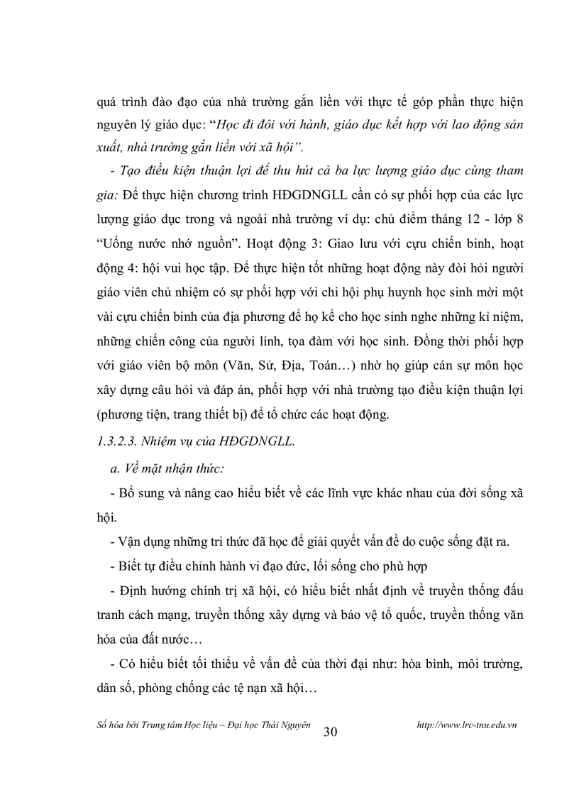 image for page Thực hiện chương trình hoạt động giáo dục ngoài giờ lên lớp ở trường thcs tỉnh tuyên quang