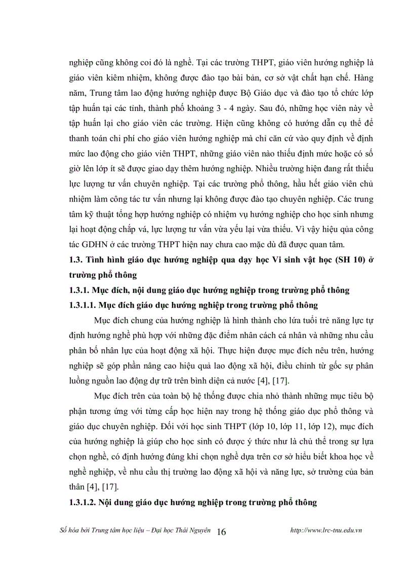 image for page Tích hợp giáo dục hướng nghiệp trong dạy học vi sinh vật học sinh học 10