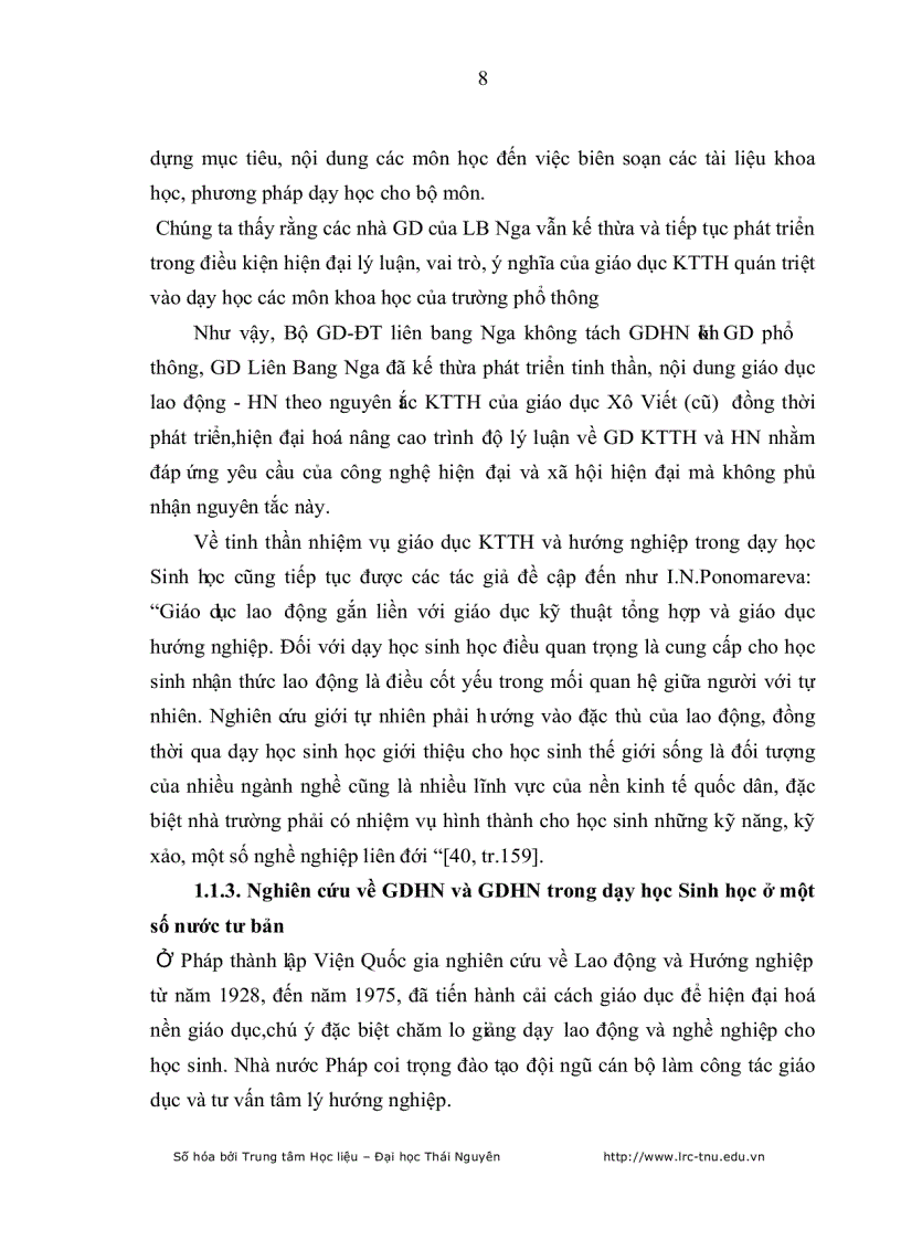 image for page Tích hợp giáo dục hướng nghiệp trong quá trình dạy học sinh học 9