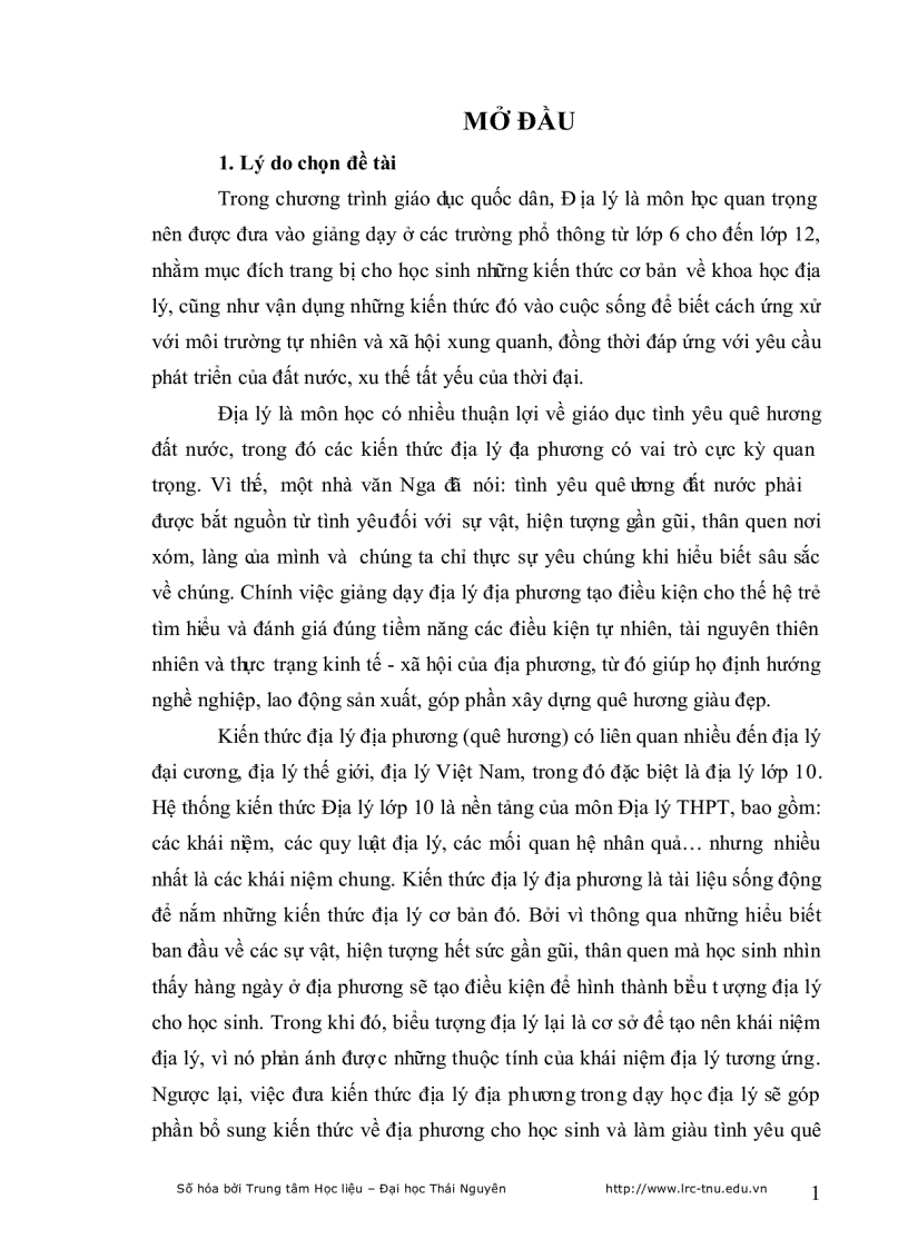 image for page Tích hợp kiến thức địa lý địa phương vào dạy học địa lý lớp 10 trường THPT