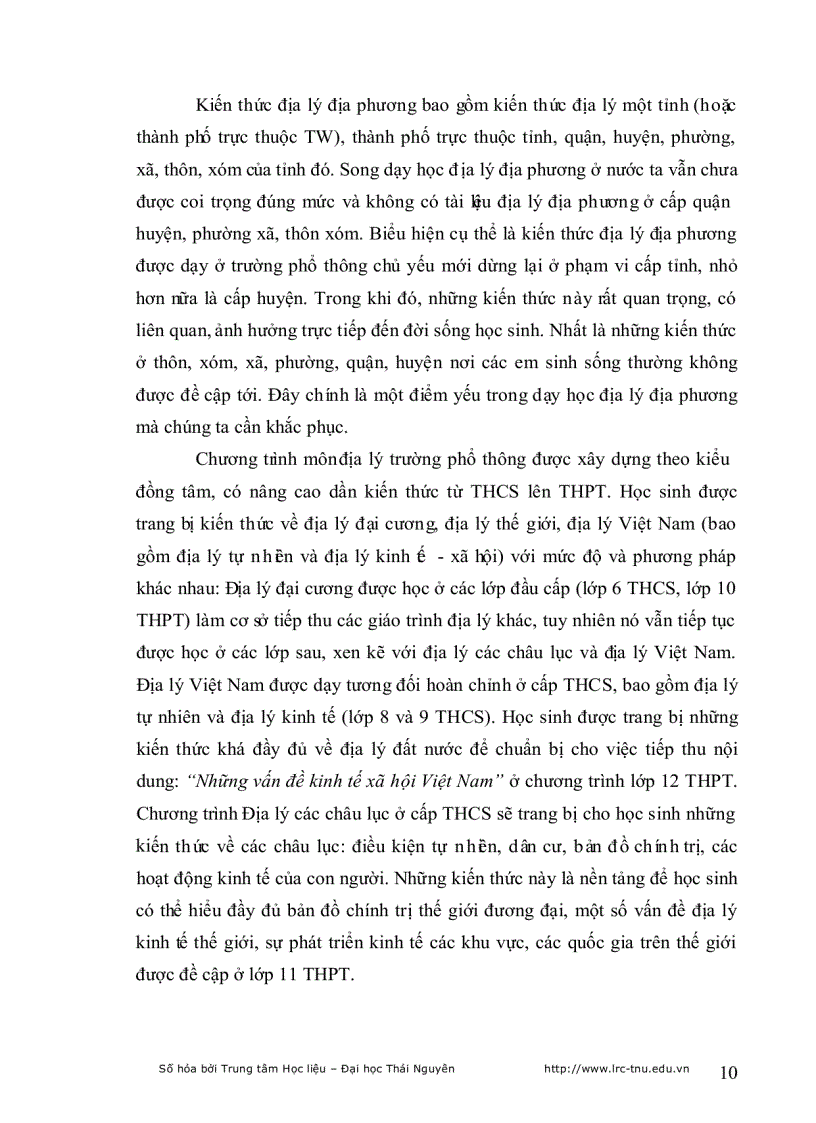 image for page Tích hợp kiến thức địa lý địa phương vào dạy học địa lý lớp 10 trường THPT