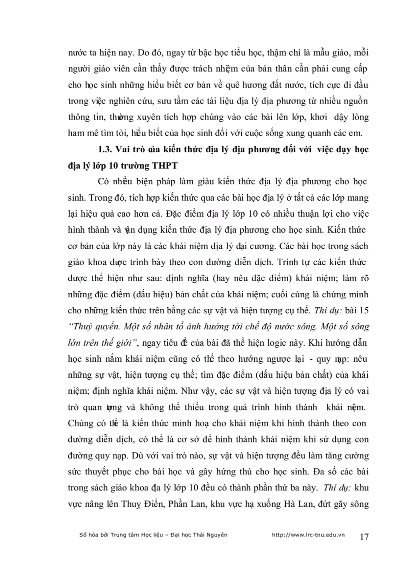 image for page Tích hợp kiến thức địa lý địa phương vào dạy học địa lý lớp 10 trường THPT