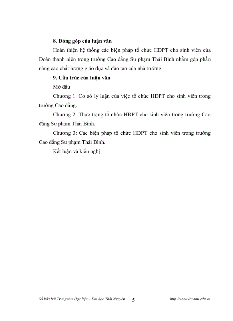 image for page Tổ chức hoạt động phong trào cho sinh viên trường cao đẳng sư phạm thái bình