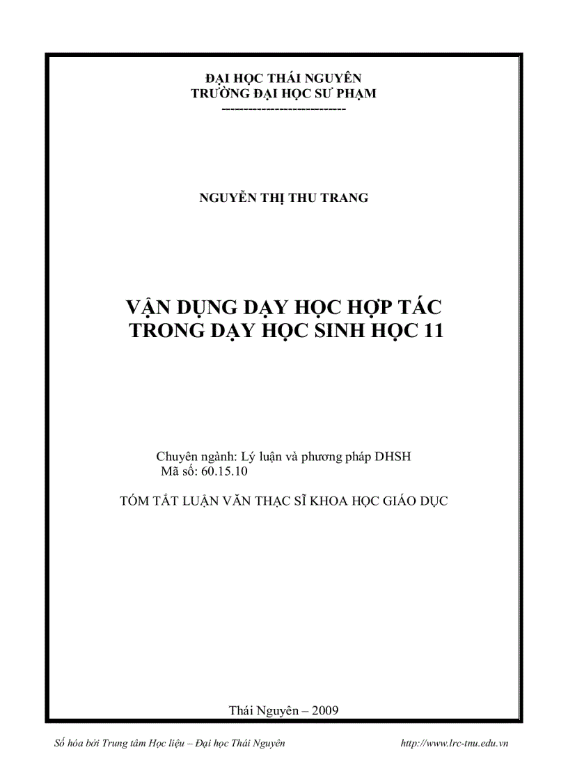 Vận dụng dạy học hợp tác trong dạy học sinh học 11