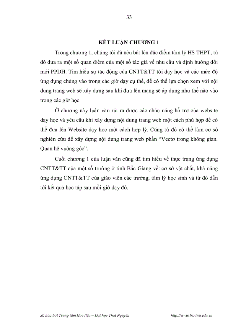 image for page Xây dựng nội dung trang web hỗ trợ việc dạy học chương Vectơ trong không gian Quan hệ vuông góc theo chương trình toán lớp 11 trường THPT