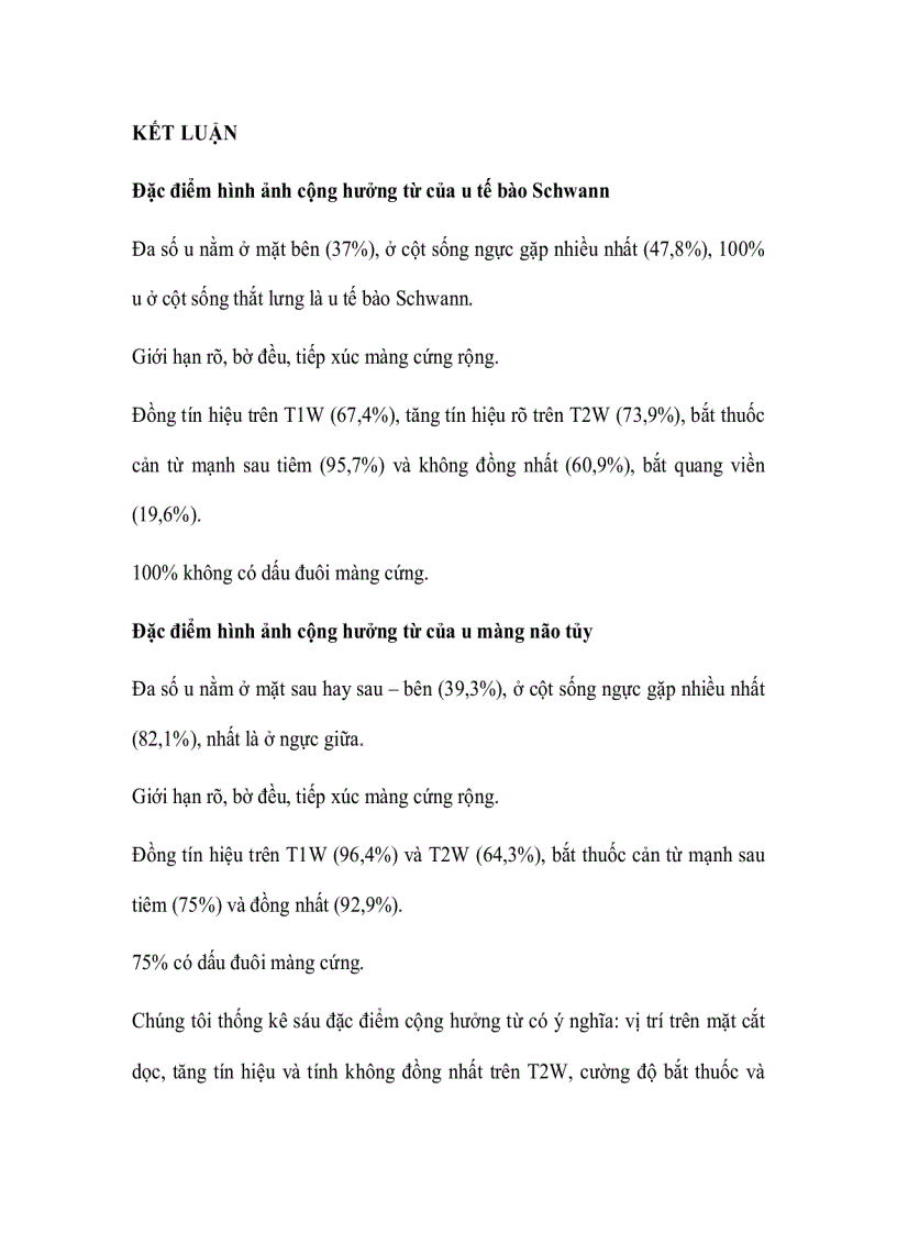 image for page Đặc điểm hình ảnh cộng hưởng từ u tế bào schwann và u màng não trong màng cứng ngoài tủy