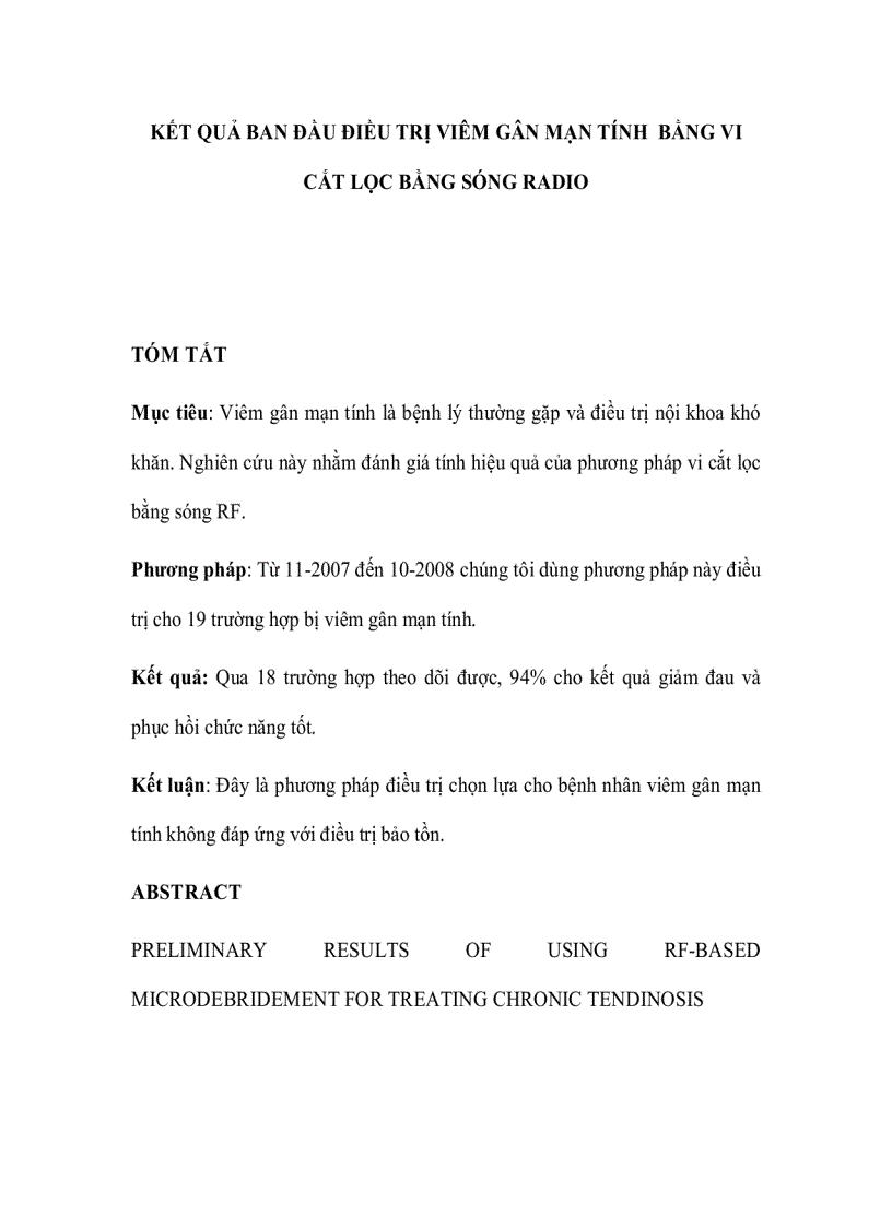 image for page Kết quả ban đầu điều trị viêm gân mạn tính bằng vi cắt lọc bằng sóng radio